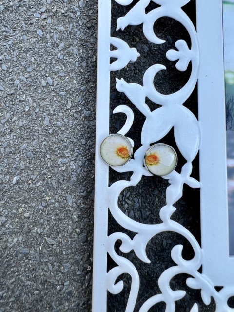 Náušnice - bílý květ šperk šperky náušnice kytičky kytička kytka bižuterie akce pryskyřice náušničky náušky výprodej pryskyřicové 