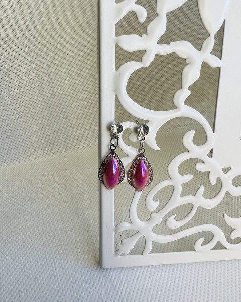 LC mini - růžové perleťové šperk šperky dárek kamínky náušnice růžová luxusní bižuterie luxus náušničky náušky růžové bižuterní crystal bižu mini na ples na svatbu kamínkové svědek 