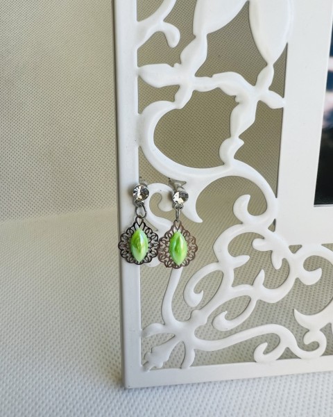 LC mini - zelené květy šperk šperky dárek zelená kamínky náušnice zelené luxusní bižuterie luxus náušničky náušky bižuterní crystal bižu mini na ples na svatbu kamínkové svědek 