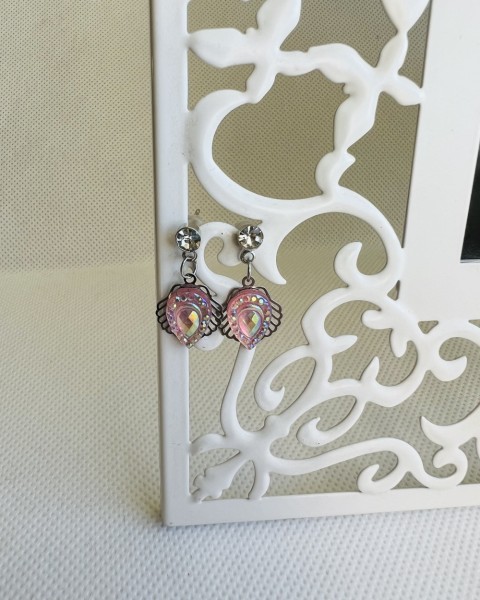 LC mini - mušle růžové šperk šperky dárek kamínky náušnice růžová luxusní bižuterie luxus náušničky náušky růžové bižuterní crystal bižu mini na ples na svatbu kamínkové svědek 