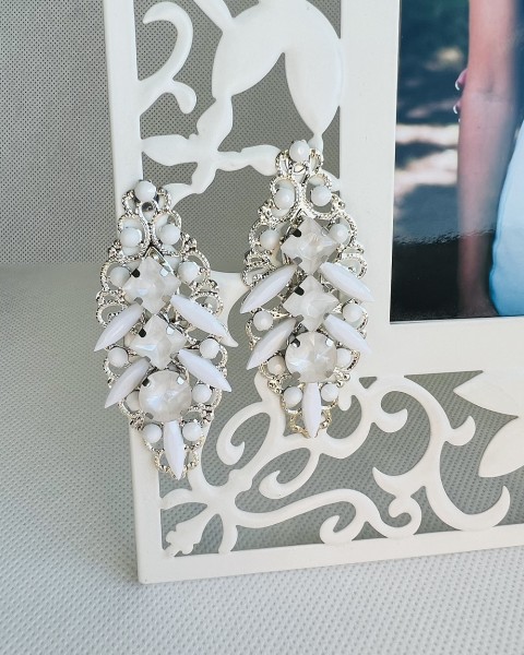 Luxusní crystal - bílé kamínky náušnice bílá bílé svatba visací luxusní třpyt náušničky náušky svatební růžové crystal zářivé třpytivé kamínkové svědek 