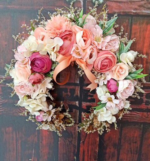 Věneček otevřený, v meruňkové domov dekorace květina věnec romantika svatba venkov chata chalupa oslava aranžmá nevěsta nostalgie flower floristika wreath 