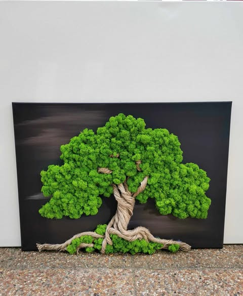 Mechový obraz, 50x70 cm dekorace obraz zelený strom života mechový obraz sobí mech mechová dekorace mechový strom 