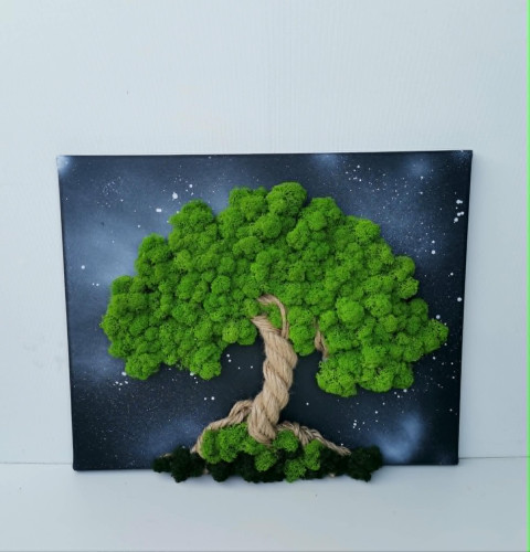 Mechový obraz, strom 40x50 cm obraz mech strom života mechová dekorace mechový strom 