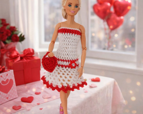 Barbie-valentýnské šatičky panenka klobouček evička 