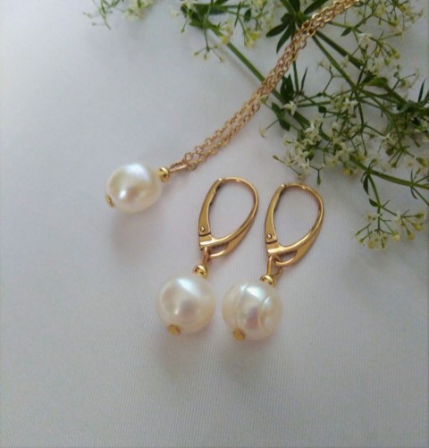 Prívesok a náušnice - perly v AgAu náhrdelník dárek náušnice přívěšek svatba souprava minerál luxusní valentýn perly perla set 