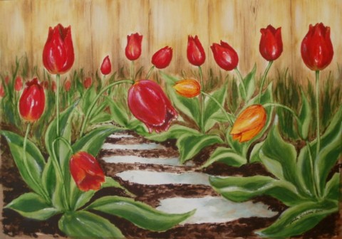 Obraz Tulipány květiny příroda tulipány inspirace akvarel 