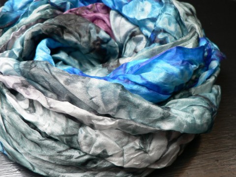 Šál modrý, lehce šedý, 180x90 cm ponge silk sperkyjoha velký hedvábný šál 