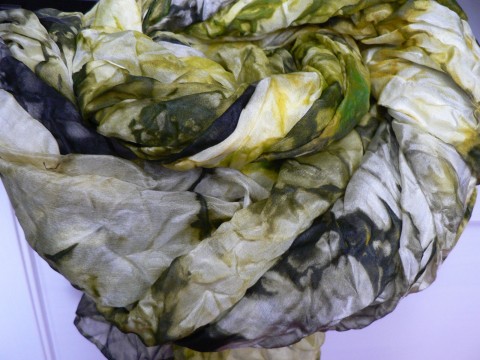 Šál žluto-zelenkavý, 180x90 cm velký hedvábný šál 