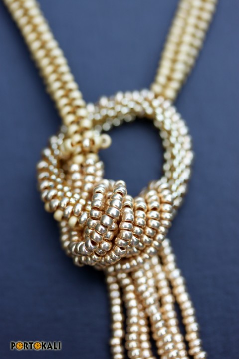 Zlatý náhrdelník náhrdelník zlatá rokajl beadweaving 