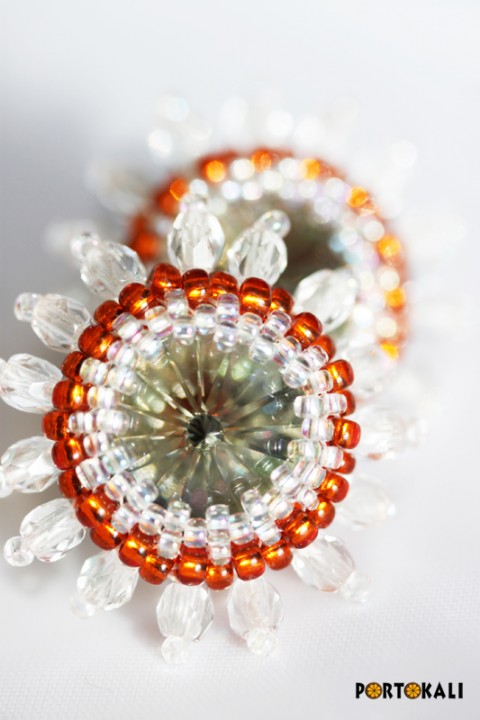 Rivoli náušnice 3 náušnice rivoli swarovski oranžo 