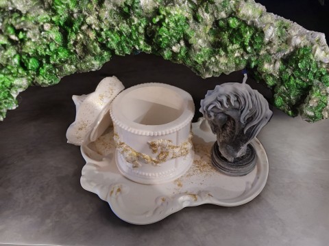 Zlatý set dekorace dárek kůň svícen svíčka set kolotoč originální dárek tácek baroko koňská hlava dekorační set umělecký kolotoč koňská dekorace elegantní tácek stylová svíčka 