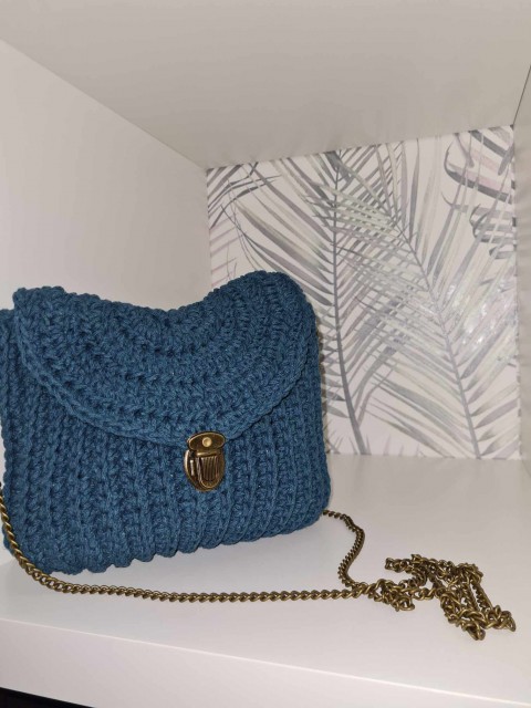 Kabelka háčkovaná modrá kabelka kabelky dámská móda 