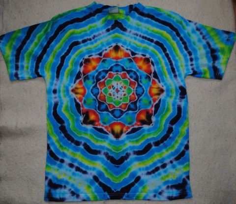 Triko L - Mandala voda moře léto tričko mandala hippies pánské batikované 