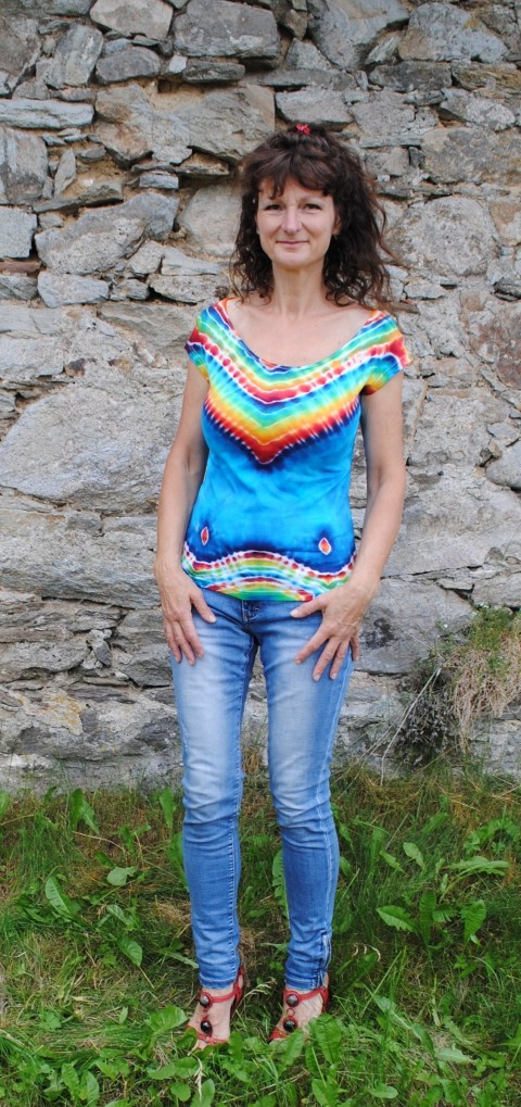 Batikované tričko  - Letní snění léto slunce tričko dámské hippie batikované 