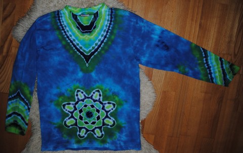 Tričko M - V tůni květ voda moře batika léto tričko mandala hippies pánské batikované 