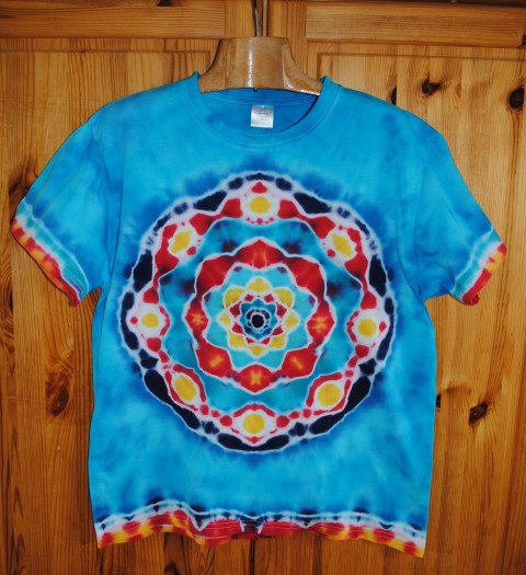 Batikované tričko - Veselá mysl top květ tričko mandala lotos hippie batikovaný léto moře 