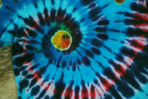 Batikované tričko L -Letím vesmírem batika léto spirála duhový barevný duha noc vesmír galaxie hippie batikované 