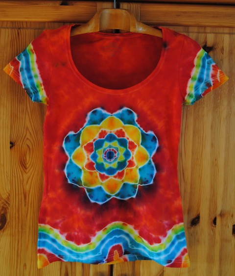 Tričko vel.38 - Život je plný krásy radost květina batika léto mandala batikované. hippies 