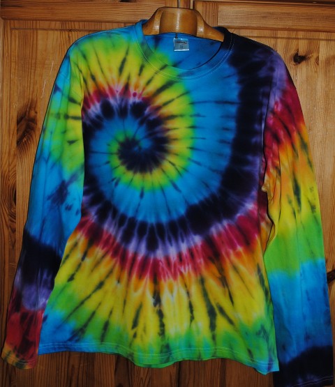 Batikované tričko XXL - Duhový vír batika veselé duha hippie duhové batikované 