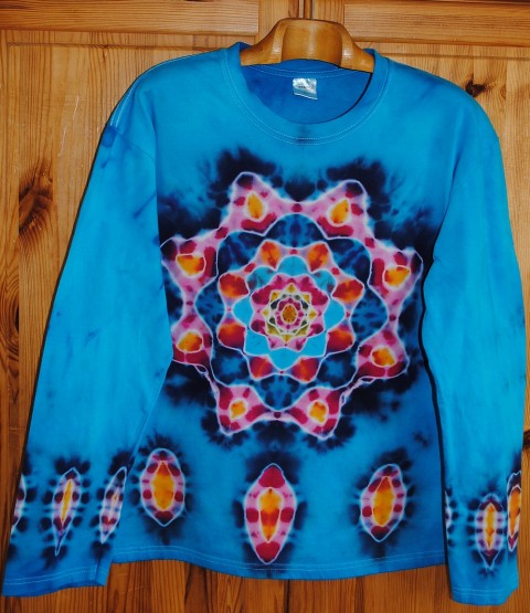 Batikované tričko  - Jaro všude voda moře modrá batika veselé tyrkysová mandala hippie batikované 