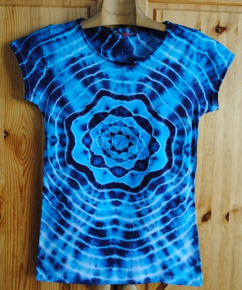Batikované tričko  - Vlnky v květu moře modrá léto mandala hippie batikované bohémské 