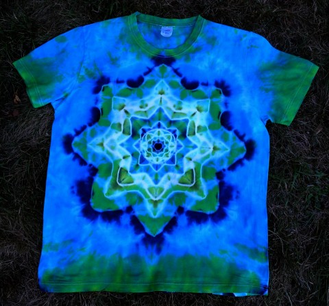 Batik. tričko  - Hvězdná obloha moře modrá hvězda léto mandala hippie batikované bohémské 