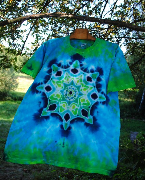 Batikované tričko  - Poklad na dně moře modrá hvězda léto mandala hippie batikované bohémské 