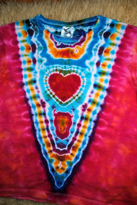 Tričko vel.148 - Jsi moje srdíčko srdce růžová srdíčko batika léto tyrkysová hippie batikované bohémské 