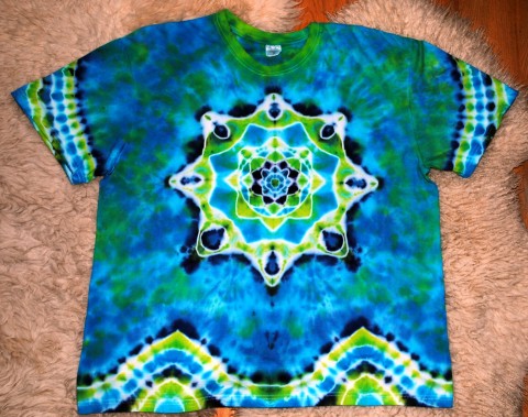 Batik. tričko  XXL - Poklad v moři moře modrá léto mandala hippie batikované bohémské 
