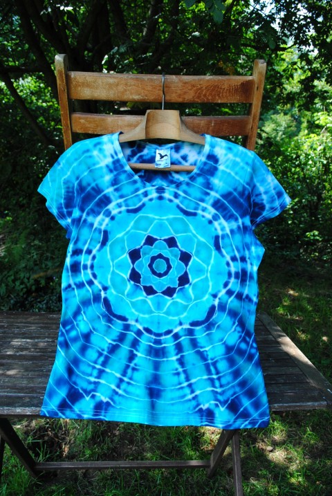 Tričko XL- Poklad v tyrkysovém moři moře modrá léto mandala hippie batikované bohémské 