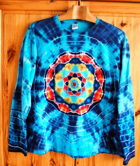 Batikované tričko - Moře kvete moře modrá léto mandala hippie batikované bohémské 