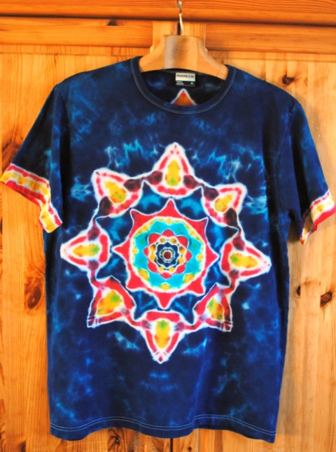 Batik. tričko - Vzdálená hvězda moře modrá hvězda léto mandala hippie batikované bohémské 