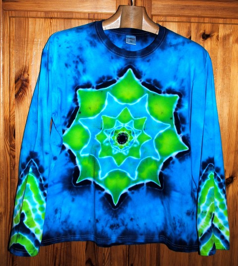 Batik. tričko - Zářivý drahokam moře modrá léto mandala hippie batikované bohémské 