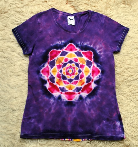 Batikované tričko L - Borůvkové fialová batika léto mandala hippie batikované boho bohémské 