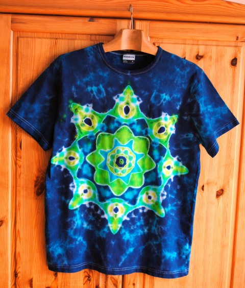 Batik. tričko - Svět v hlubinách modrá batika léto mandala hippie batikované boho bohémské 