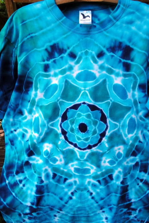 Batik. tričko XXL - Tyrkysové moře moře modrá léto tyrkysová mandala hippie batikované bohémské 