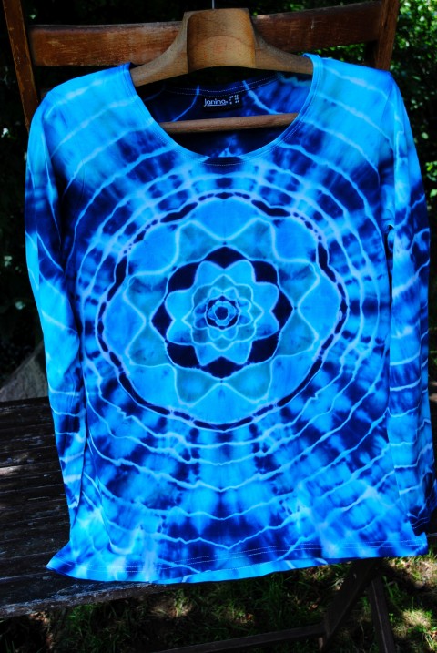 Batik. tričko -  Moře ve mně moře modrá léto mandala hippie batikované bohémské 