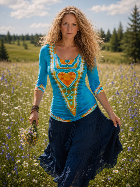 Batikvané tričko Tyrkysová láska voda srdce batika láska léto tyrkysová hippie batikované boho 