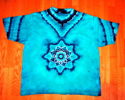 Batik.tričko - Mandala v tyrkysu moře modrá léto tyrkysová mandala hippie batikované bohémské 