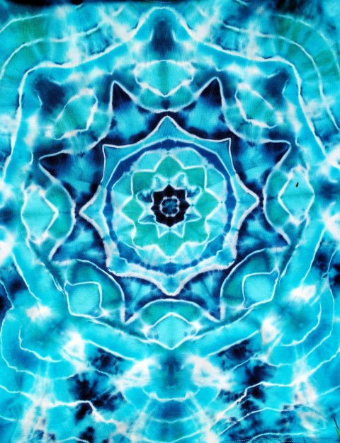 Batik. tričko 2XL - Splývám s mořem moře modrá léto mandala hippie batikované bohémské 