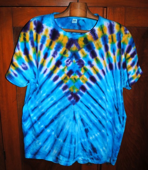 Batikované tričko 2XL - Orlí křídla moře modrá léto hippie batikované bohémské 
