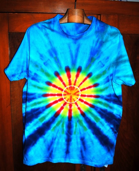 Batikované tričko L - Svítání léto slunce mandala hippies svítání boho bohémské 