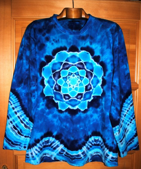 Batik.tričko  - Poklad v moři moře modrá léto mandala hippie batikované bohémské 