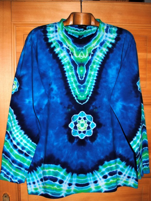 Batik.tričko  - Moře kvete moře modrá léto mandala hippie batikované bohémské 