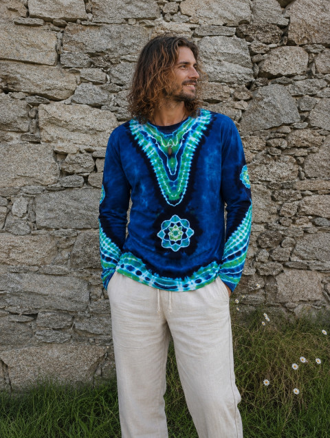 Batik.tričko  - Moře kvete moře modrá léto mandala hippie batikované bohémské 