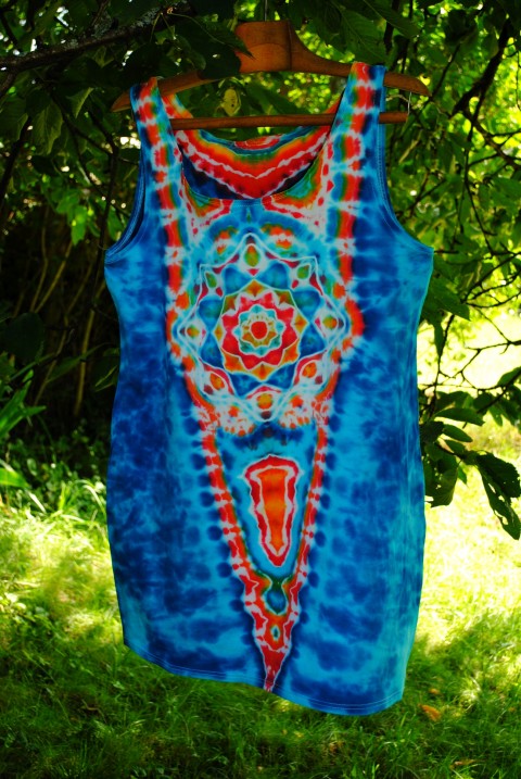 Batik.šaty/tunika XL- Poklad v moři moře modrá léto mandala hippie batikované bohémské 