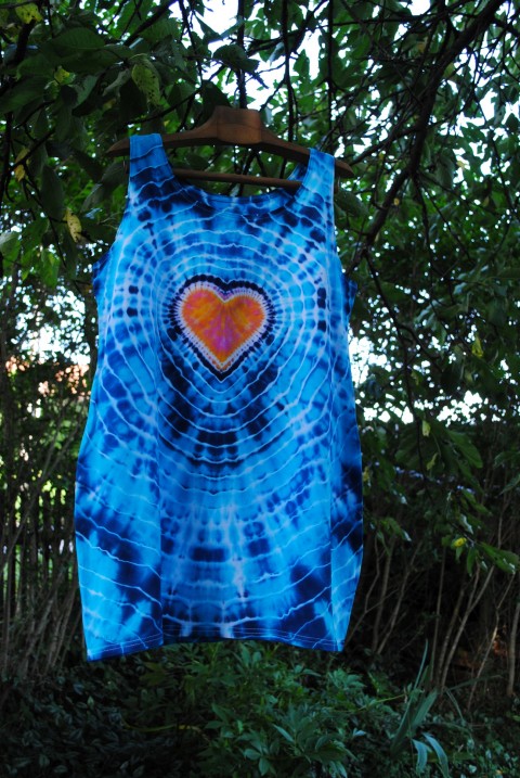 Batik.šaty/tunika XXL- Miluji moře srdce tunika srdíčko batika šaty léto tyrkysová hippie batikované bohémské 