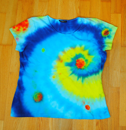 Batik. tričko XXL -Blankytný vesmír moře modrá léto spirála vesmír hippie batikované bohémské 