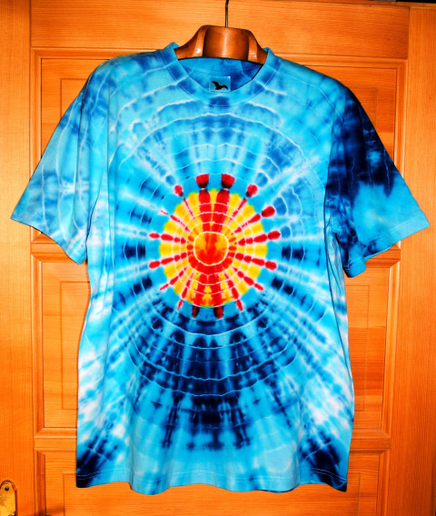Batik.tričko XXL - Blankytné nebe modrá nebe léto slunce obloha hippie boho 
